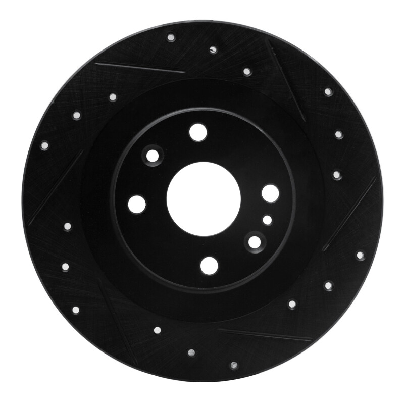 Mazda Miata Brake Rotor (1) - Rear Right - R1 Concepts - Drilled & Slotted - Black - `01-`05